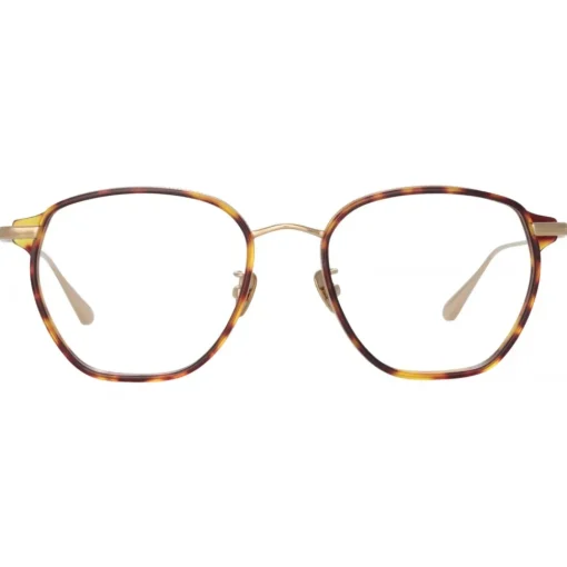 Linda Farrow - Danilo Angular Optical Glasses in Light Gold - LFL1246C2OPT - Eyewear - Avvenice^ Sunglasses