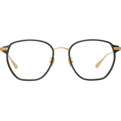 Linda Farrow - Danilo Angular Optical Glasses in Yellow Gold - LFL1246C1OPT - Eyewear - Avvenice