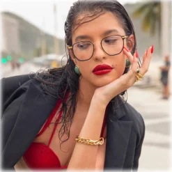 Linda Farrow - Danilo Angular Optical Glasses in Yellow Gold - LFL1246C1OPT - Eyewear - Avvenice