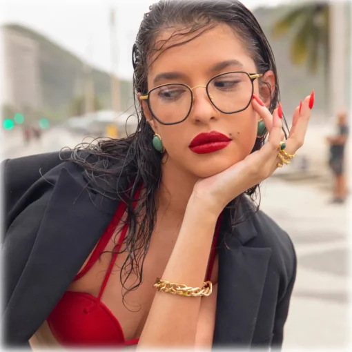 Linda Farrow - Danilo Angular Optical Glasses in Yellow Gold - LFL1246C1OPT - Eyewear - Avvenice