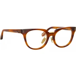 Linda Farrow - Delphine Cat Eye Optical Glasses in Horn - LFL1323C3OPT - Eyewear - Avvenice^ Sunglasses