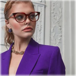 Linda Farrow - Delphine Cat Eye Optical Glasses in Horn - LFL1323C3OPT - Eyewear - Avvenice^ Sunglasses