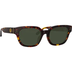 Linda Farrow - Deni D-Frame Sunglasses in Tortoiseshell - LFL1243C2SUN - Eyewear - Avvenice^ Sunglasses