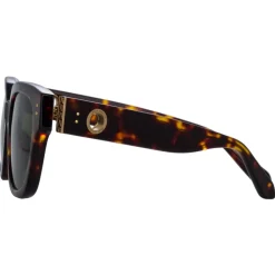 Linda Farrow - Deni D-Frame Sunglasses in Tortoiseshell - LFL1243C2SUN - Eyewear - Avvenice^ Sunglasses