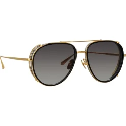 Linda Farrow - Dimitri Aviator Sunglasses in Matt Nickel - LFL1362C1SUN - Eyewear - Avvenice^ Sunglasses
