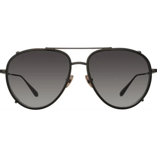 Linda Farrow - Dimitri Aviator Sunglasses in Matt Nickel - LFL1362C1SUN - Eyewear - Avvenice^ Sunglasses