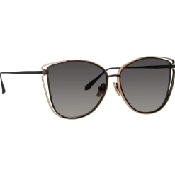 Linda Farrow - Dinah Cat Eye Sunglasses in Yellow Gold - LFL1422C3SUN - Eyewear - Avvenice^ Sunglasses