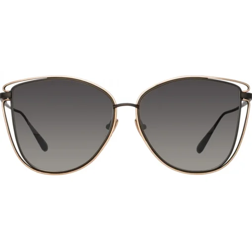 Linda Farrow - Dinah Cat Eye Sunglasses in Yellow Gold - LFL1422C3SUN - Eyewear - Avvenice^ Sunglasses
