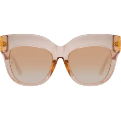 Linda Farrow - Dinah Cat Eye Sunglasses in Yellow Gold - LFL1422C3SUN - Eyewear - Avvenice