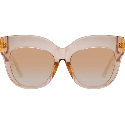 Linda Farrow - Dinah Cat Eye Sunglasses in Yellow Gold - LFL1422C3SUN - Eyewear - Avvenice