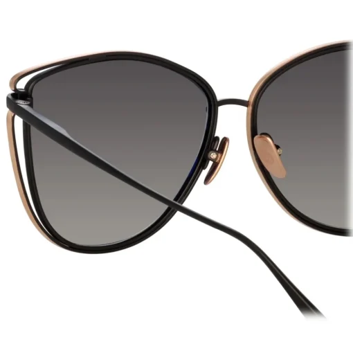 Linda Farrow - Dinah Cat Eye Sunglasses in Yellow Gold - LFL1422C3SUN - Eyewear - Avvenice^ Sunglasses