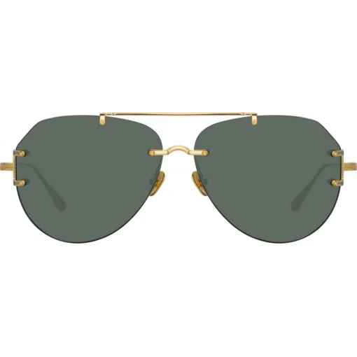 Linda Farrow - Duit Aviator Sunglasses in Yellow Gold - LFL1266C2SUN - Eyewear - Avvenice^ Sunglasses