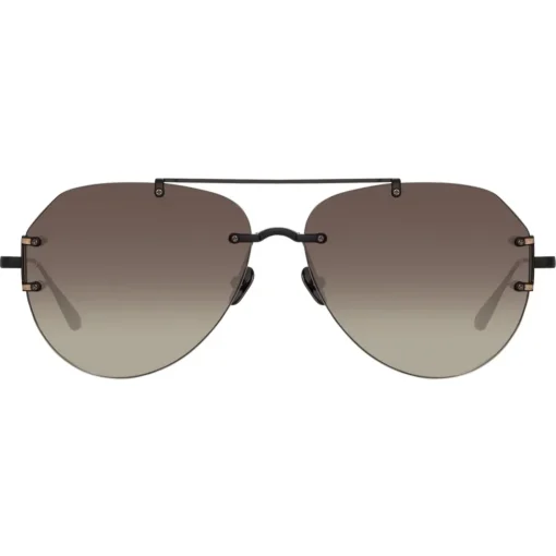 Linda Farrow - Duit Aviator Sunglasses in Black - LFL1266C1SUN - Eyewear - Avvenice