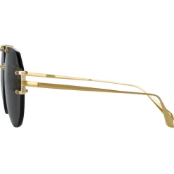 Linda Farrow - Duit Aviator Sunglasses in Yellow Gold - LFL1266C2SUN - Eyewear - Avvenice^ Sunglasses