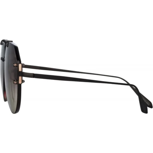 Linda Farrow - Duit Aviator Sunglasses in Black - LFL1266C1SUN - Eyewear - Avvenice