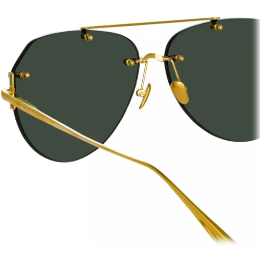 Linda Farrow - Duit Aviator Sunglasses in Yellow Gold - LFL1266C2SUN - Eyewear - Avvenice^ Sunglasses