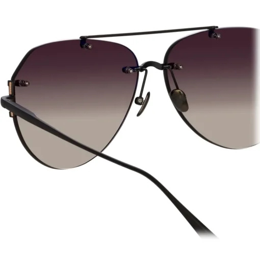 Linda Farrow - Duit Aviator Sunglasses in Black - LFL1266C1SUN - Eyewear - Avvenice