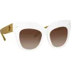 Linda Farrow - Dunaway Oversized Sunglasses in White - LFL1049C17SUN - Eyewear - Avvenice