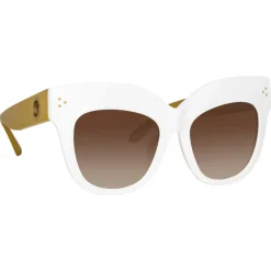 Linda Farrow - Dunaway Oversized Sunglasses in White - LFL1049C17SUN - Eyewear - Avvenice