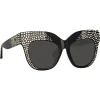 Linda Farrow - Dunaway Oversized Sunglasses in Black Crystals - LFL1049C16SUN - Eyewear - Avvenice^ Sunglasses