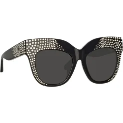 Linda Farrow - Dunaway Oversized Sunglasses in Black Crystals - LFL1049C16SUN - Eyewear - Avvenice^ Sunglasses