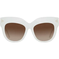 Linda Farrow - Dunaway Oversized Sunglasses in White - LFL1049C17SUN - Eyewear - Avvenice