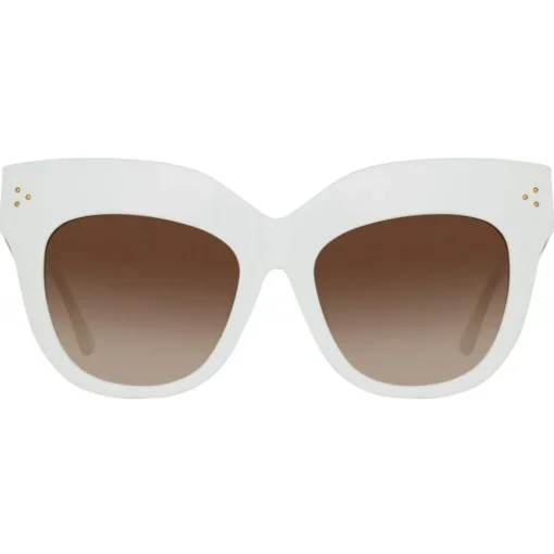 Linda Farrow - Dunaway Oversized Sunglasses in White - LFL1049C17SUN - Eyewear - Avvenice