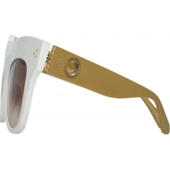Linda Farrow - Dunaway Oversized Sunglasses in White - LFL1049C17SUN - Eyewear - Avvenice