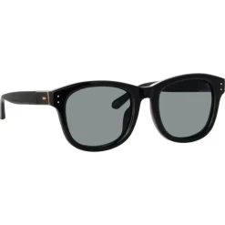 Linda Farrow - Edson D-Frame Sunglasses in Black - LFL1385C4SUN - Eyewear - Avvenice