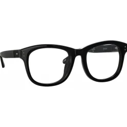 Linda Farrow - Edson Optical D-Frame in Black and Nickel - LFL1385C7OPT - Eyewear - Avvenice