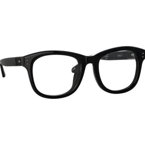 Linda Farrow - Edson Optical D-Frame in Black and Nickel - LFL1385C7OPT - Eyewear - Avvenice