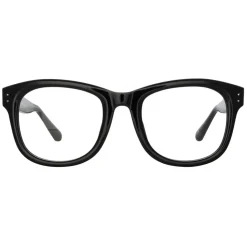 Linda Farrow - Edson Optical D-Frame in Black and Nickel - LFL1385C7OPT - Eyewear - Avvenice