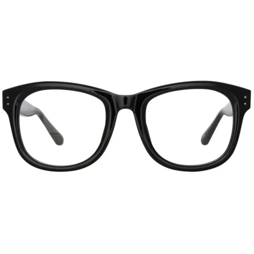 Linda Farrow - Edson Optical D-Frame in Black and Nickel - LFL1385C7OPT - Eyewear - Avvenice