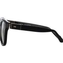 Linda Farrow - Edson Optical D-Frame in Black and Nickel - LFL1385C7OPT - Eyewear - Avvenice