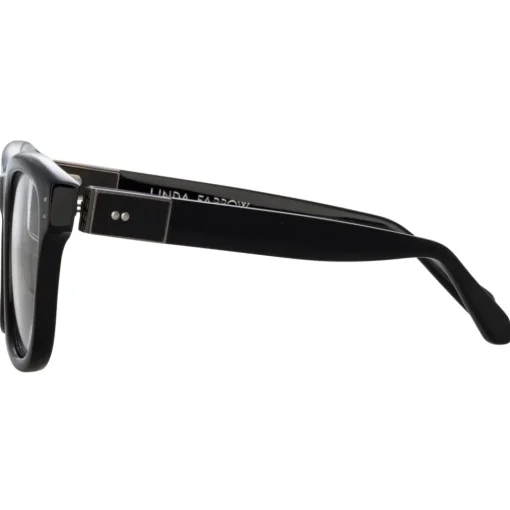 Linda Farrow - Edson Optical D-Frame in Black and Nickel - LFL1385C7OPT - Eyewear - Avvenice