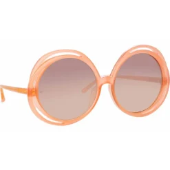 Linda Farrow - Ellen Round Sunglasses in Orange - LFL1172C4SUN - Eyewear - Avvenice^ Sunglasses