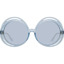 Linda Farrow - Ellen Round Sunglasses in Blue - LFL1172C6SUN - Eyewear - Avvenice