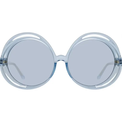Linda Farrow - Ellen Round Sunglasses in Blue - LFL1172C6SUN - Eyewear - Avvenice