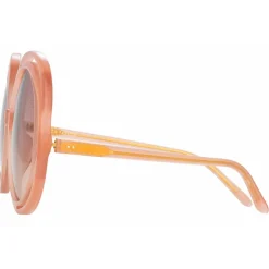 Linda Farrow - Ellen Round Sunglasses in Orange - LFL1172C4SUN - Eyewear - Avvenice^ Sunglasses