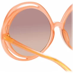 Linda Farrow - Ellen Round Sunglasses in Orange - LFL1172C4SUN - Eyewear - Avvenice^ Sunglasses
