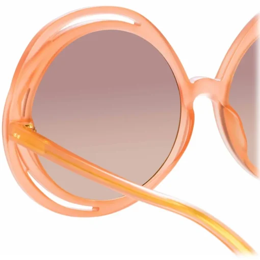 Linda Farrow - Ellen Round Sunglasses in Orange - LFL1172C4SUN - Eyewear - Avvenice^ Sunglasses