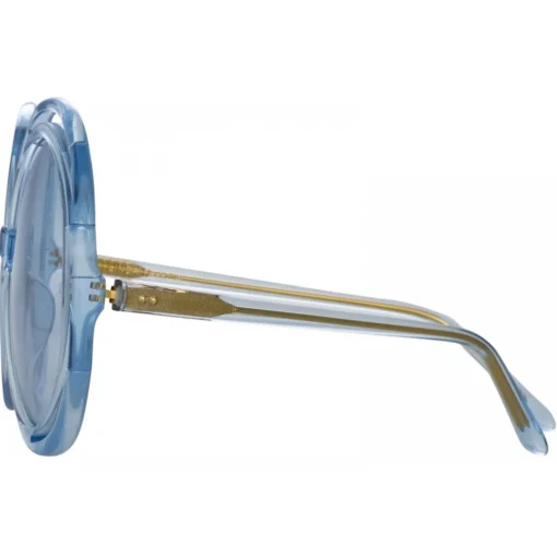 Linda Farrow - Ellen Round Sunglasses in Blue - LFL1172C6SUN - Eyewear - Avvenice