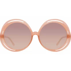 Linda Farrow - Ellen Round Sunglasses in Orange - LFL1172C4SUN - Eyewear - Avvenice^ Sunglasses