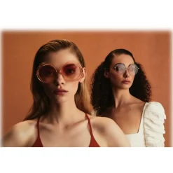 Linda Farrow - Ellen Round Sunglasses in Orange - LFL1172C4SUN - Eyewear - Avvenice^ Sunglasses
