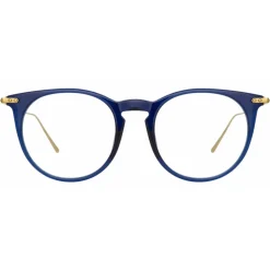 Linda Farrow - Ellis Oval Optical Glasses in Navy - LF54C3OPT - Eyewear - Avvenice^ Sunglasses