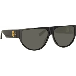 Linda Farrow - Elodie Flat Top Sunglasses in Black - LFL1302C1SUN - Eyewear - Avvenice^ Sunglasses