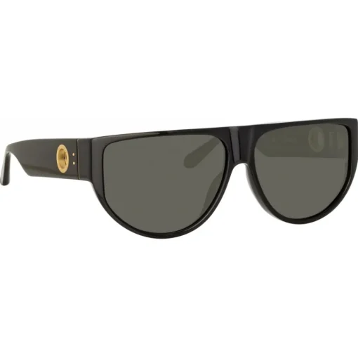 Linda Farrow - Elodie Flat Top Sunglasses in Black - LFL1302C1SUN - Eyewear - Avvenice^ Sunglasses