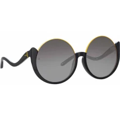 Linda Farrow - Elodie Flat Top Sunglasses in Black - LFL1167C1SUN - Eyewear - Avvenice