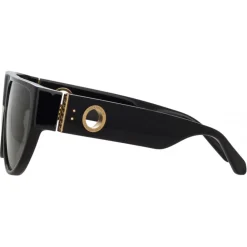 Linda Farrow - Elodie Flat Top Sunglasses in Black - LFL1302C1SUN - Eyewear - Avvenice^ Sunglasses