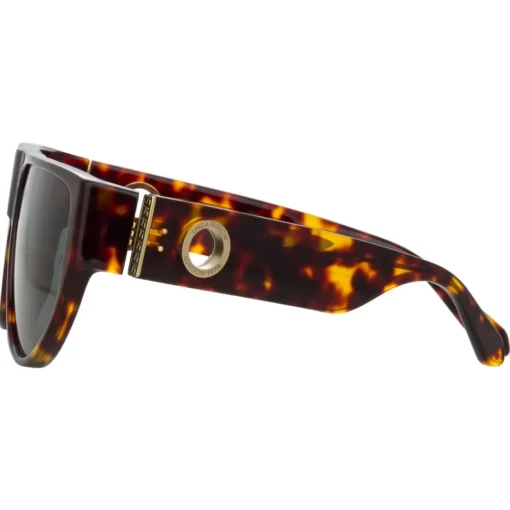 Linda Farrow - Elodie Flat Top Sunglasses in Horn - LFL1302C2SUN - Eyewear - Avvenice^ Sunglasses
